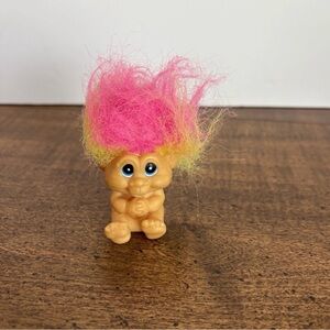 Vintage Troll Pencil Topper Hair Rainbow sitting Cl